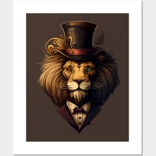 Lion wearing top hat Posters and Art